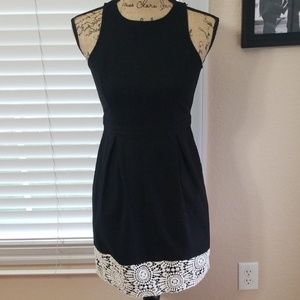 Black Ann Taylor dress with white lace hem size 2P